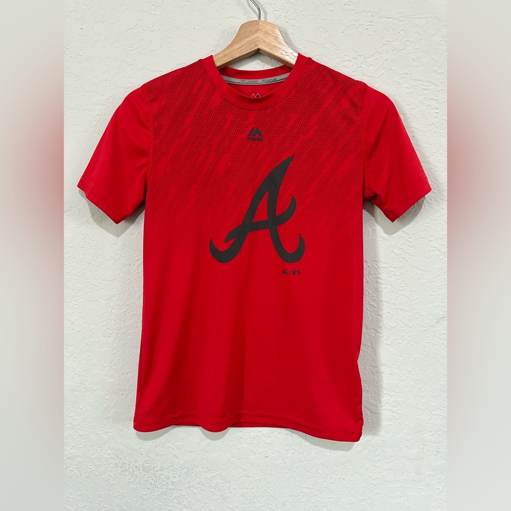 Majestic Red Sports Tee with Black Accents
